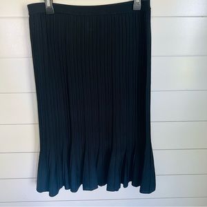 EUC Ming Wang Washable Black Knit Sweater Midi Skirt w Ruffle Hem, sz Med